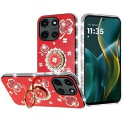 Moto G Stylus 5G 2026/2025 Splendid Glitter with Diamonds All Around Edges Ring Stand Case Cover