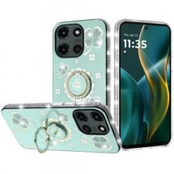 Moto G Stylus 5G 2026/2025 Splendid Glitter with Diamonds All Around Edges Ring Stand Case Cover