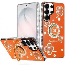 Samsung s26 Ultra Splendid Glitter with Diamonds All Around Edges Ring Stand Case Cover - Cosmic