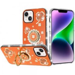 iPhone 13/14 Splendid Glitter with Diamonds All Around Edges Ring Stand Case Cover - Cosmic Oran