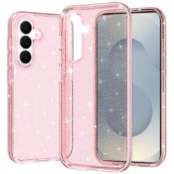 Samsung s26 Plus Glitter Ultra Thick 3mm Transparent Hybrid Case Cover - Pink