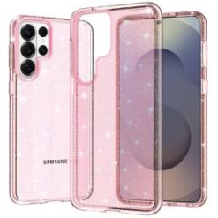 Samsung s26 Ultra Glitter Ultra Thick 3mm Transparent Hybrid Case Cover - Pink