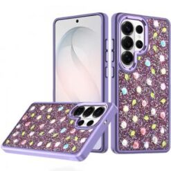 Samsung s26 Ultra Stick-On Embedded Glass Diamonds of Colorful Floral Arrangement HQ Hybrid Case