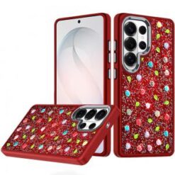 Samsung s26 Ultra Stick-On Embedded Glass Diamonds of Colorful Floral Arrangement HQ Hybrid Case