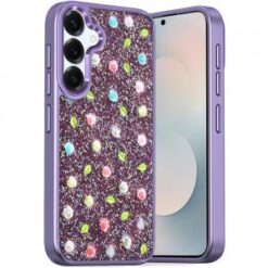 Samsung s26 Stick-On Embedded Glass Diamonds of Colorful Floral Arrangement HQ Hybrid Case - Pur