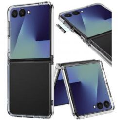 Samsung Galaxy Z Flip 7 PURE CRYSTAL Transparent Thick 2.0mm ShockProof Chromed Buttons Case Cov