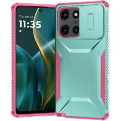 Moto G Stylus 5G 2026/2025 Ultimate U Design Hybrid with Camera Window Covering - Teal/Hot Pink