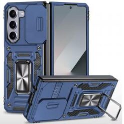 Samsung Z Fold 7 Utter Tough Metal Ring Movable Camera Window Hybrid Case Cover - Navy blue