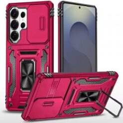Samsung s26 Ultra Utter Tough Metal Ring Movable Camera Window Hybrid Case Cover - Hot Pink