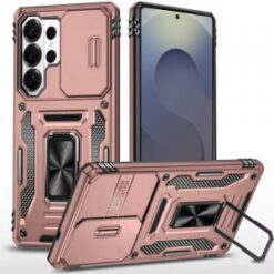 Samsung s26 Ultra Utter Tough Metal Ring Movable Camera Window Hybrid Case Cover - Rose Gold