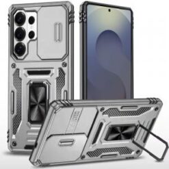 Samsung s26 Ultra Utter Tough Metal Ring Movable Camera Window Hybrid Case Cover - Silver