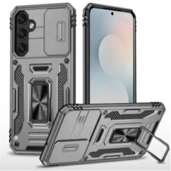 Samsung s26 Utter Tough Metal Ring Movable Camera Window Hybrid Case Cover - Gray