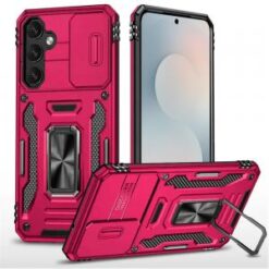 Samsung s26 Utter Tough Metal Ring Movable Camera Window Hybrid Case Cover - Hot Pink