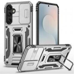 Samsung s26 Utter Tough Metal Ring Movable Camera Window Hybrid Case Cover - Silver