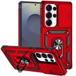 Samsung s26 Ultra Well Protective Magentic Ring Stand Camera Protective Cover Case - Red