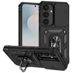 Samsung s26 Well Protective Magentic Ring Stand Camera Protective Cover Case - Black