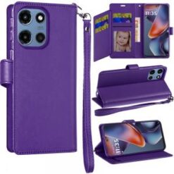 For Moto G 5G 2025/2026 - G Play 2026 - Wallet ID Card Holder Case Cover - Dark Purple