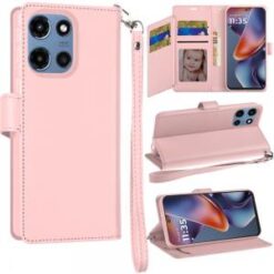 For Moto G 5G 2025/2026 - G Play 2026 - Wallet ID Card Holder Case Cover - Rose Gold