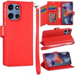 For Moto G 5G 2025/2026 - G Play 2026 - Wallet ID Card Holder Case Cover - Red