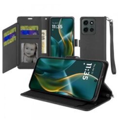 Moto G Stylus 5G 2026/2025 Wallet ID Card Holder Case Cover - Black