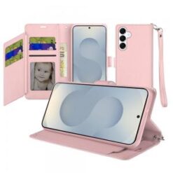 Samsung s26 Wallet ID Card Holder Case Cover - Rose Gold