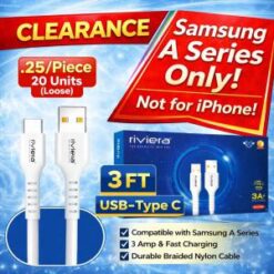 Pack of 20 CLEARANCE [Samsung A Series Only] [Not for iPhones] - 3FT [USB - Type C PD] - White (1)