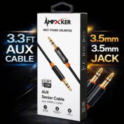 AMPXKER [AUX CABLE] (3.5MM to 3.5MM 3.3FT BLACK) - AUDIO BRAIDED - (LANE A6 ITEM 1)