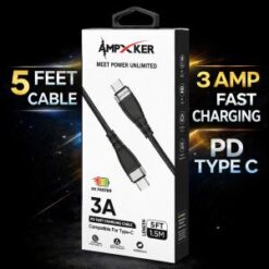 [5FT FAST CABLE] (3 AMP PD-TypeC BLACK) - BRAIDED - (LANE A6 ITEM 2)