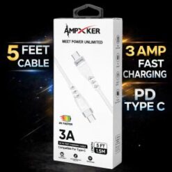 [5FT FAST CABLE] (3A PD-TypeC WHITE) - BRAIDED - (LANE A6 ITEM 3)