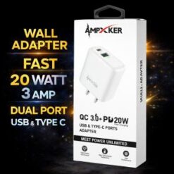 [WALL CHARGER] (20W DUAL PORT PD-TypeC WHITE) - QC3.0 UL - (LANE A7 ITEM 11)
