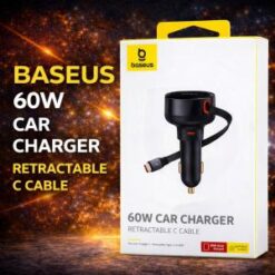 BASEUS RETRACTABLE CAR CHARGER 60W WITH C CABLE - BLACK (B/C BASEUS 7)