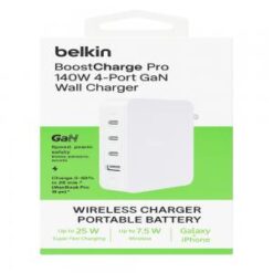 BELKIN [4-PORT WALL ADPATER] (140W 3 PD 1 USB-A WHITE) - GAN FAST CHARGE - (LANE B1 ITEM 6)