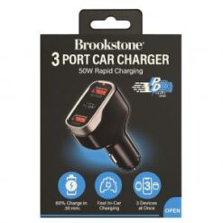 BROOKSTONE [3 PORT - CAR CHARGER] (50W PD - 2 USB-A BLACK) - FAST CHARGING - (LANE D9 ITEM 25)