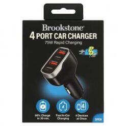 BROOKSTONE [4 PORT CAR CHARGER] (75W 2 USB-A - 2 USB-C BLACK) - FAST CHARGE - (LANE D9 ITEM 30)