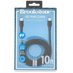 BROOKSTONE [CABLE] (60W TypeC-TypeC 10FT BLACK) - BRAIDED FAST CHARGE TANGLE-FREE - (LANE D8 ITEM 37