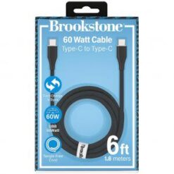 BROOKSTONE [CABLE] (60W TypeC-TypeC 6FT BLACK) - BRAIDED FAST CHARGE TANGLE-FREE - (LANE D8 ITEM 32)