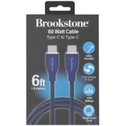 BROOKSTONE [CABLE] (60W TypeC-TypeC 6FT BLUE NAVY) - BRAIDED FAST CHARGE TANGLE-FREE - (LANE D8 ITEM