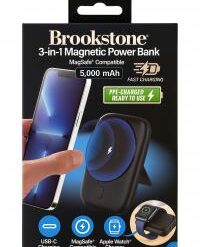 BROOKSTONE [3-IN-1 MAGNETIC POWER BANK] (5000MAH USB-C MAGSAFE BLACK) - FAST CHARGE Phone - APPLE WA