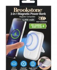BROOKSTONE [3-IN-1 MAGNETIC POWER BANK] (5000MAH USB-C MAGSAFE WHITE) - FAST CHARGE Phone - APPLE WA