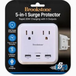 BROOKSTONE [5-IN-1 SURGE PROTECTOR] (20W 2 AC - 2 USB-A - 1 USB-C WHITE) - FAST CHARGE - (LANE D12 I