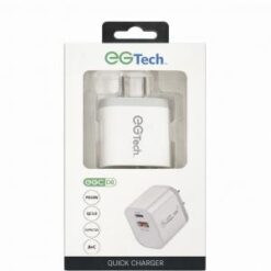 EGTECH [DUAL PORT - WALL CHARGER] (20W PD-TypeC - USB-A WHITE) - FAST CHARGING - (LANE B10 ITEM 1)