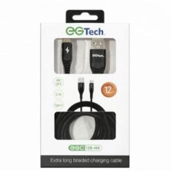 EGTECH [CABLE] (2.1A TypeC 12FT BLACK) - BRAIDED - (LANE B10 ITEM 10)