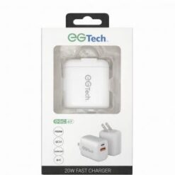 EGTECH [DUAL PORT - WALL CHARGER] (20W PD-TypeC - USB-A WHITE) - FAST CHARGING - (LANE B10 ITEM 2)