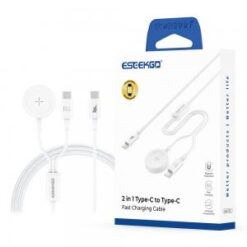 ESEEKGO [COMBO CABLE - WATCH CHARGER] (USB-TypeC to USB-TypeC WHITE) - FAST CHARGING MAGNETIC WATCH