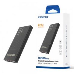 ESEEKGO [4 PORT POWER BANK] (10000MAH 2 USB-A - 2 USB-C BLACK) - DIGITAL DISPLAY - (LANE B8 ITEM 10)