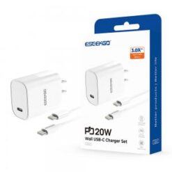 ESEEKGO [COMBO WALL CHARGER - TYPE-C CABLE] (20W PD-TypeC WHITE) - FAST CHARGING - (LANE B4 ITEM 32)