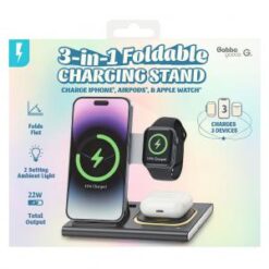 [FOLDABLE Magnetic CHARGING STAND] (5W 15W 3-IN-1 BLACK) - AIRPODS WATCH PHONE - (LANE D7 ITEM 5)