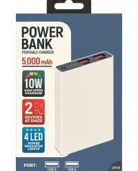[POWER BANK] (10W 5000MAH WHITE) - PORTABLE - (LANE D7 ITEM 7)