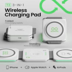 INFINACORE [3-IN-1 WIRELESS CHARGING STATION] (MAGNETIC FOLDABLE WHITE) - FAST CHARGING - (LANE A4 I