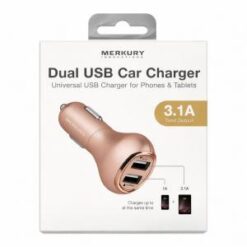 MERKURY [DUAL PORT - CAR CHARGER] (3.1A USB-A GOLD) - FAST CHARGING - (LANE A4)